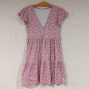 See You Monday Pink Ditsy Floral Mini Sun Dress - Women's Medium Spring Cottage